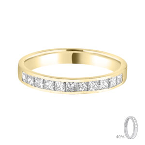 Princess Cut Diamond Channel Set Half band Eternity