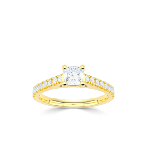 Four Claw Solitaire with Diamond Shoulders