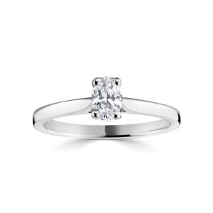 Four Claw Oval Cut Diamond on a Court Band