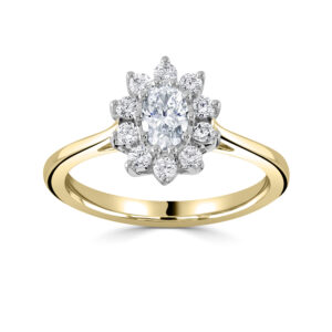 Oval Diamond cluster Claw set solitaire