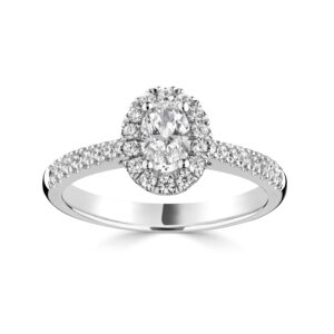 Oval Centre with micro set RBC diamonds, Diamonds on shoulder Cluster ring
